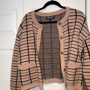 NVLT Women's Black and Tan Striped Cardigan